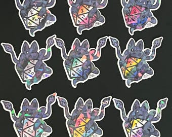 Pride Verdränger Kätzchen - LGBTQ+ D&D Würfel Holo Sticker