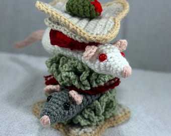 Speck-Salat-Ratte-Tomate Cosy Cuddle Cohort - Gehäkelte Ratte Sandwich Stofftier Kuschelbegleiter
