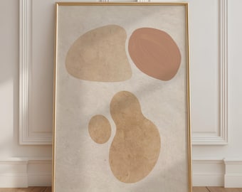 Neutral Beige Abstract Shapes Wall Art, Minimalist Organic Form Print, Modern Earth Tone Poster, Contemporary Decor, Printable Artwork