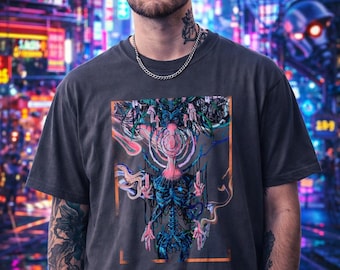 Deus Ex Machina surreal cyber angel tee | hand-drawn techno-spiritual art