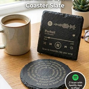 Personalized Slate Coaster | Spotify Song Code, Anniversary Gift
