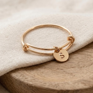 Personalized Initial Ring, Custom Letter Jewelry, 14K Gold Filled Adjustable Band, Minimalist Name Gift, Stackable Alphabet Accessory