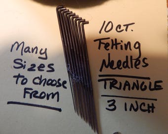 Bethany Arts 10 Felting needles- 3" or 3 1/2"  32-36-38-40-42 Triangle 42,43-46 Crown