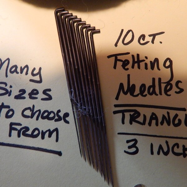 Bethany Arts 10 Felting needles- 3" or 3 1/2"  32-36-38-40-42 Triangle 42,43-46 Crown