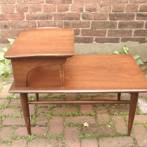 Vintage 1960's 2 tier end table, Danish modern furniture, Mid Century Modern end table, living room furniture, Danish end table, Pittsburgh.