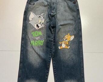 Vintage Y2K 2000s Lot 29 Tom & Jerry Cartoon Graphic Baggy Denim Jeans