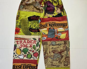 Trader Joe’s Grocery Store Reworked Reusable All Over Print Upcycled Pants