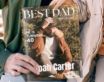 Custom Birthday Magazine for Dad, Man Vogue Style Keepsake Album, Printed Father's Day Gift