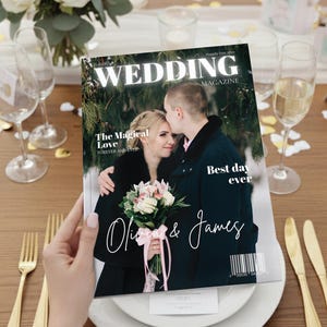 Gedrucktes Hochzeitsmagazin, personalisiertes Empfangsheft, individuelles Andenken & Paargeschichte
