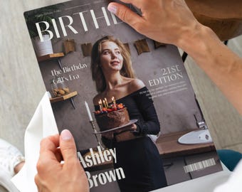 Printed Birthday Magazine, Personalized Photo Gift for Her, Custom Keepsake Party Photo Book, Milestone Album, Editable Canva Template