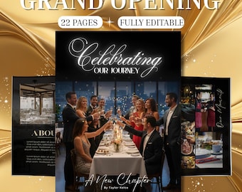 Restaurant Grand Opening Magazine Canva Template, Business Anniversary Editorial, Editable Restaurant Booklet, Printable Brand Story