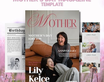 Mother’s Day Magazine Template, Editable Canva Memory Book Gift
