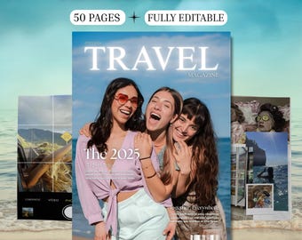 Travel Magazine Template Canva, Editable Journal Layout, Digital Trip Guide, Blogger Portfolio Design