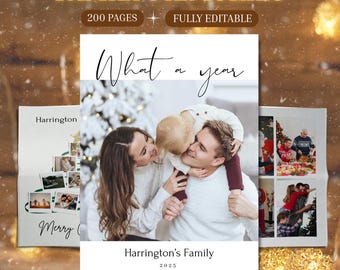 Editable Family Photo Book Template, Canva Yearbook Album, Holiday Memory Book, What a Year, Father's Day Gift