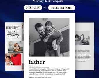 Father Definition Memory Book Template, Editable Dad Photobook, Canva Photo Album, Personalized Father’s Day Gift
