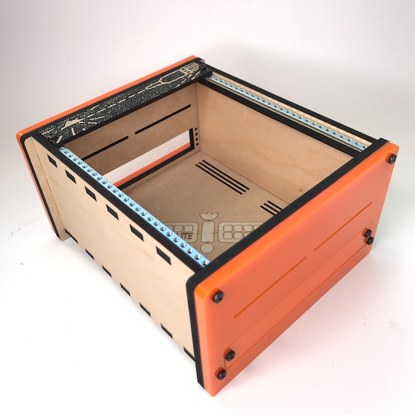 Satellite 30HP Eurorack Case - Orange Acrylic Maple Plywood - with Screen Print Blank Panel - Not Powered - for Modular Synth - Small Case