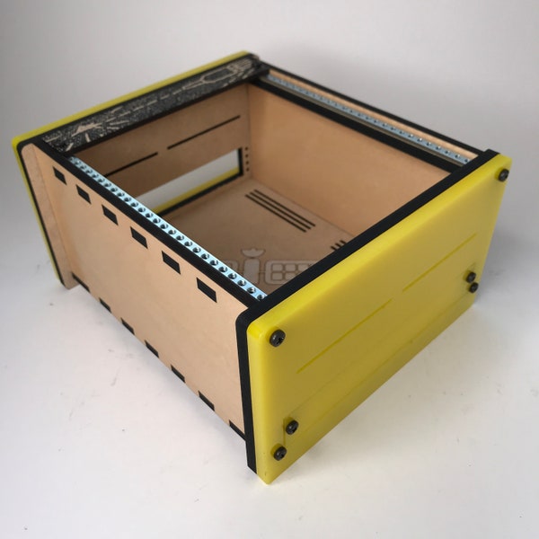 Satellite 30HP Eurorack Case - Yellow Acrylic Maple Plywood - with Screen Print Blank Panel - Not Powered - for Modular Synth - Small Case