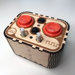 APC04 Retro Orange Arcade Button Chiptune Stepped Tone Generator Synthesizer CV Controllable Glitch and Noise Sounds Maple Plywood Face