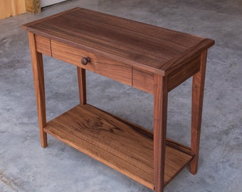 30"W x 14"D SHAKER ENTRY TABLE  |  Walnut Hardwoods  |  Drawer & Resting Shelf Options  |  Custom Made