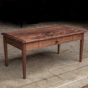 WALNUT COFFEE TABLE  |  Solid Walnut Shaker-Inspired Hardwood Writing Table or Coffee Table  |  Single Drawer