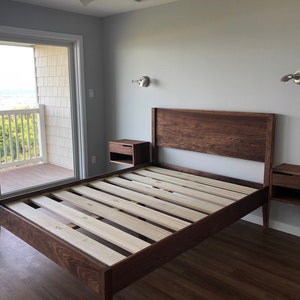 GOLDILOCKS WALNUT BED  |  Mid Century Modern   |  Solid Walnut Hardwoods  |  Platform Bed Frame  |  Shipping Included  |  Slats Optional