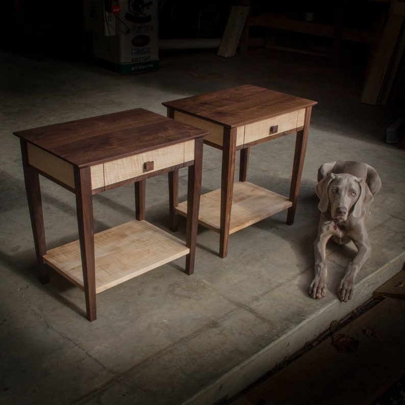 22W x 16D SHAKER NIGHTSTAND Solid American Hardwoods Single Drawer Resting Shelf Optional image 7