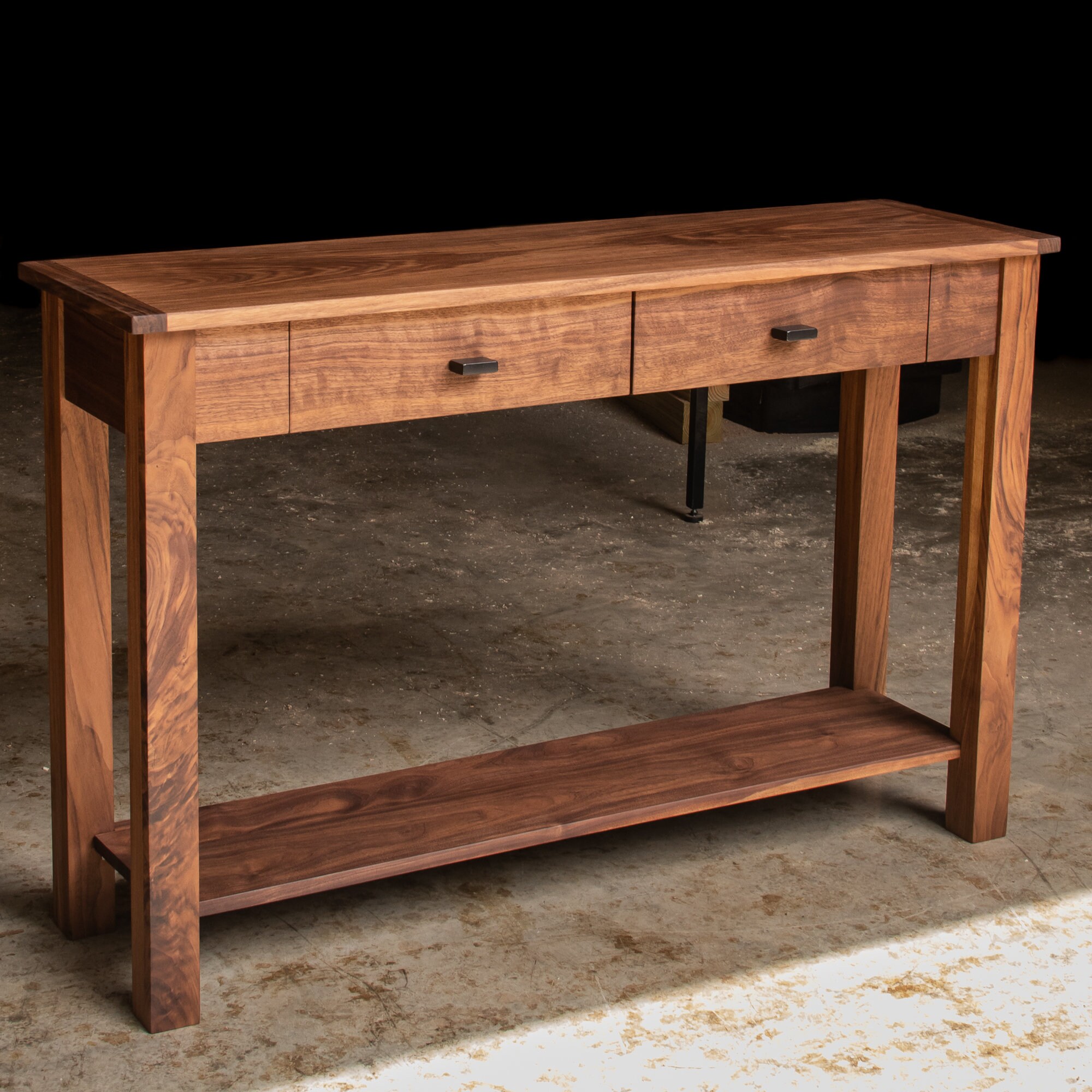 MODERN WALNUT CONSOLE Narrow Console Table 48 X 14 Walnut Hardwoods Oil Wax Finish Drawers Shelf Shipping Included Etsy