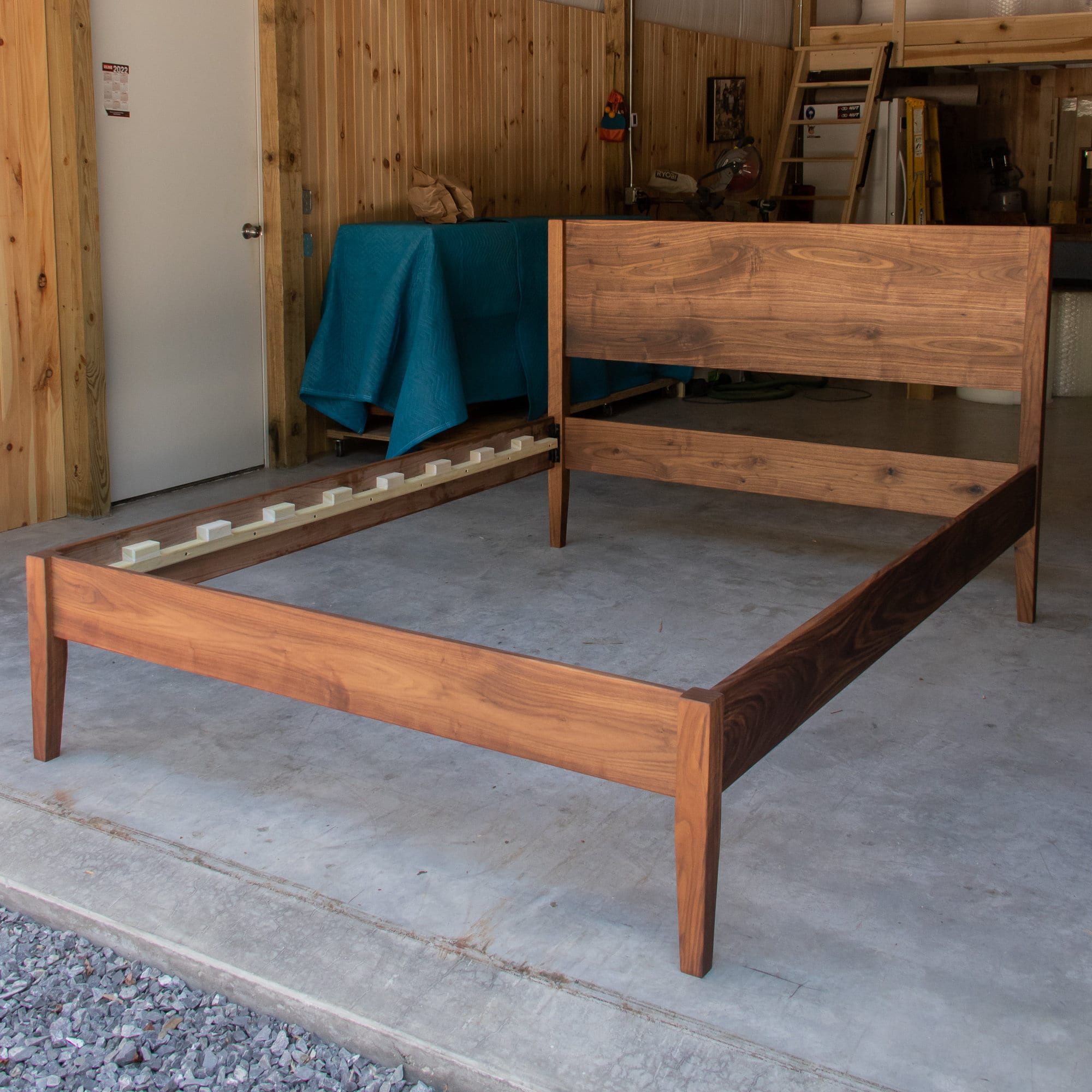 Walnut mid century bed on sale frame