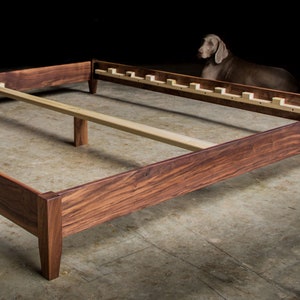 WALNUT GOLDI PLATFORM Platform Bed Frame Without Headboard Solid Walnut Hardwoods Slats Optional image 4