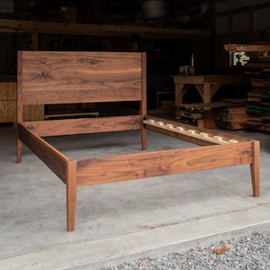 GOLDILOCKS 24 WALNUT BED | Mid Century Modern | Solid Walnut Hardwoods | Platform Bed Frame | Shipping Included | Slats Optional image 3