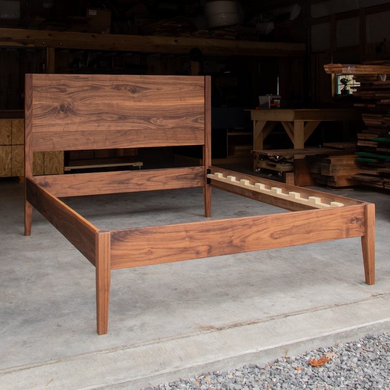 GOLDILOCKS 24 WALNUT BED | Mid Century Modern | Solid Walnut Hardwoods | Platform Bed Frame | Shipping Included | Slats Optional image 3