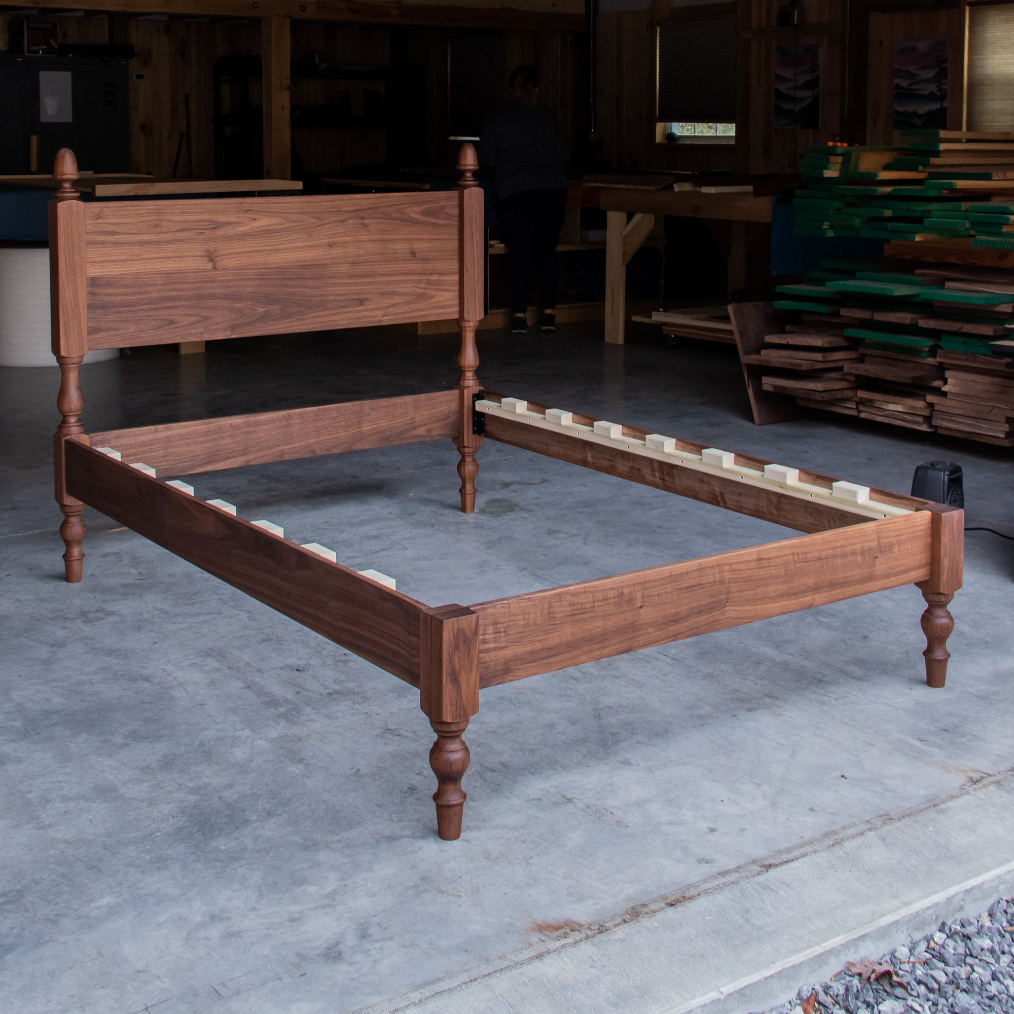 STRAIGHT HEADBOARD LIBBY Platform Bed Frame Walnut Hardwoods