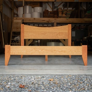 CHERRY SIMPLE BED  |  Platform Bed Frame  |  Curved Headboard  |  Solid Cherry Hardwoods  |  Slats Optional