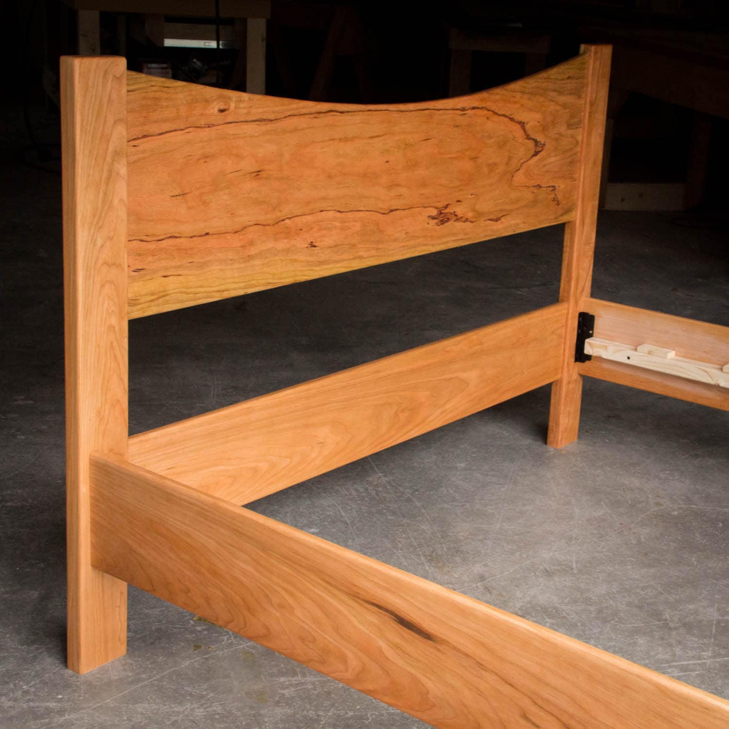 CHERRY SIMPLE BED Platform Bed Frame Curved Headboard Etsy