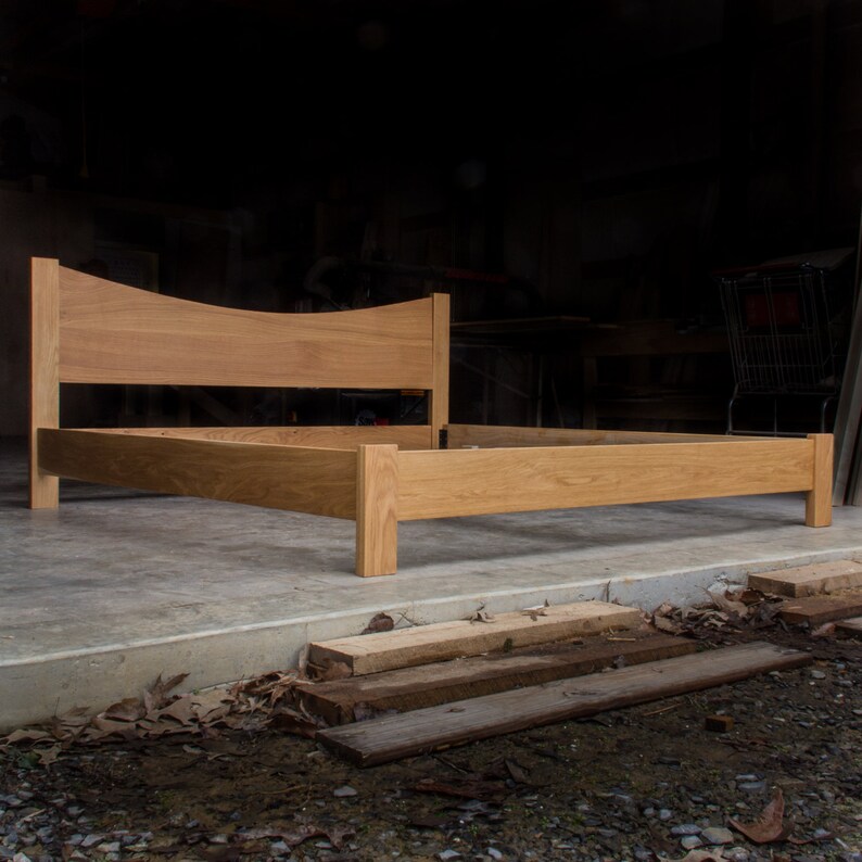 WHITE OAK SIMPLE Platform Bed Frame Curved Headboard Etsy