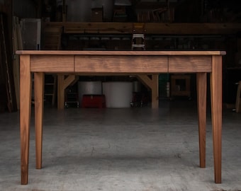 SHAKER INSPIRED DESK  |  Solid Walnut Hardwoods  |  48" x 18"  |  Oil + Wax Finish  |  Single Drawer