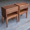 MITERED BOX NIGHTSTAND | Modern 5 & 5 Style | Walnut Hardwoods w/ Ambrosia Maple Back | Single Drawer | Tapered Legs | 18"W x 12"D