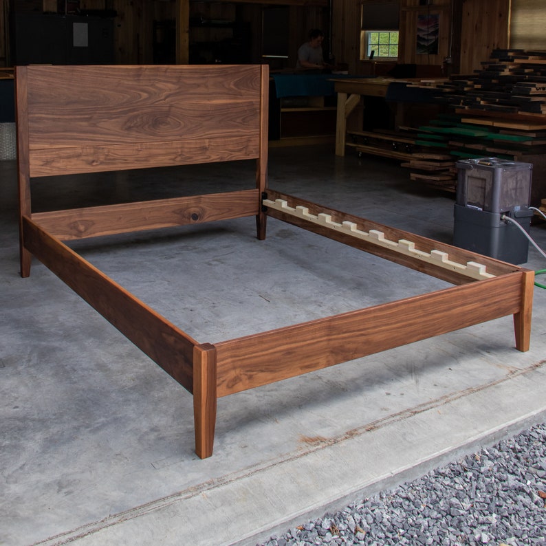 GOLDILOCKS 24 WALNUT BED | Mid Century Modern | Solid Walnut Hardwoods | Platform Bed Frame | Shipping Included | Slats Optional image 4