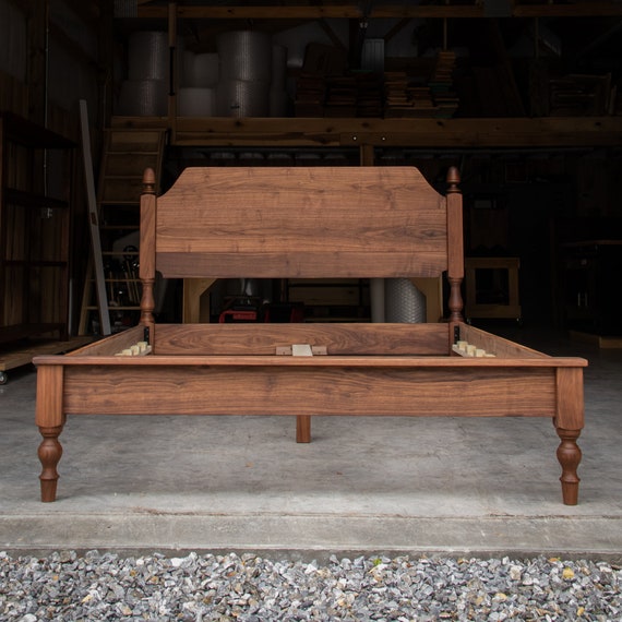 LIBBY CAPPED FOOTBOARD Shaped 22 Headboard Walnut Hardwood Bed Frame Turned Legs With Acorn Tops Slats Optional Etsy