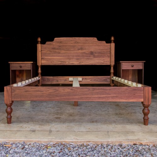 SHAPED HEADBOARD LIBBY Platform Bed Frame Walnut Hardwoods Etsy