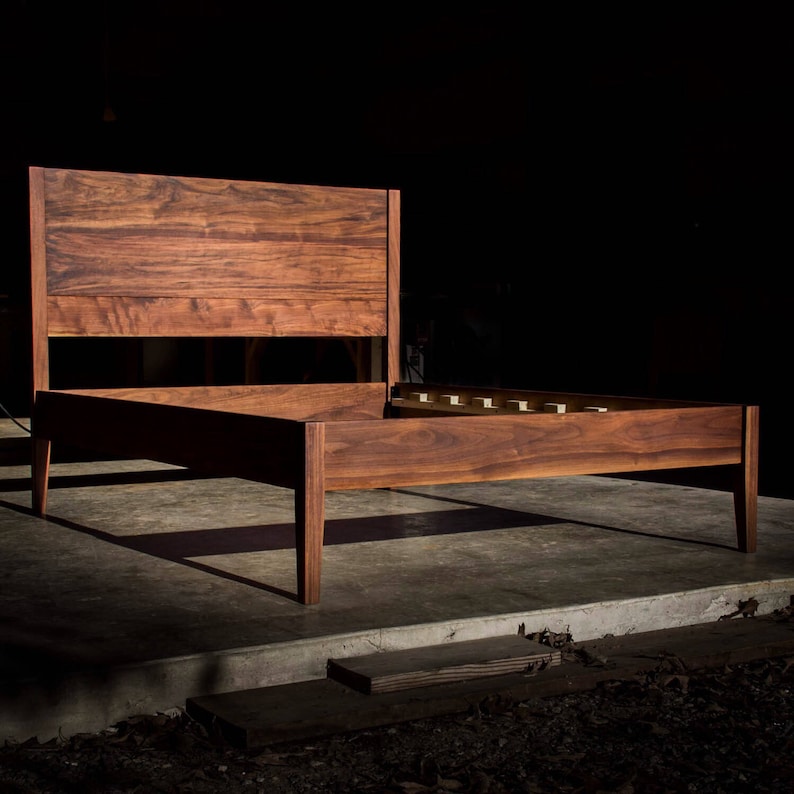 GOLDILOCKS 24 WALNUT BED | Mid Century Modern | Solid Walnut Hardwoods | Platform Bed Frame | Shipping Included | Slats Optional image 1