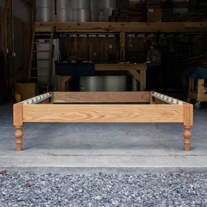 WHITE OAK LIBBY  |  Platform Bed Frame  |  White Oak Hardwoods  |  Turned Legs  |  Slats Optional