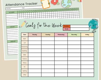 Family Attendance Log and Weekly Goals | Printable for Homeschool Records