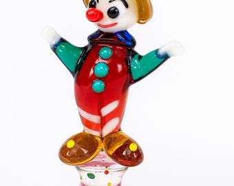 Vintage Bohemian Art Glass Clown Figurine – Hand-Blown Czech Decor