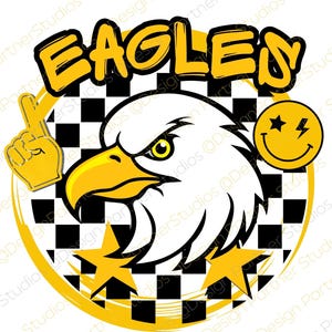 Black and Gold Eagle Mascot SVG |Fierce Eagle Logo Clipart|School Spirit Team Design for Shirts, Stickers & Printables| DTF | Digital files