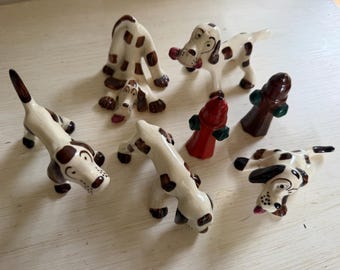 ZELDZAME vintage partij Rio Hondo ~ Hound Dogs keramische beeldjes met brandkraan Zeldzaam!
