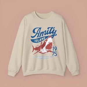 Jaws Inspired Amity Island Shark Crewneck Sweatshirt
