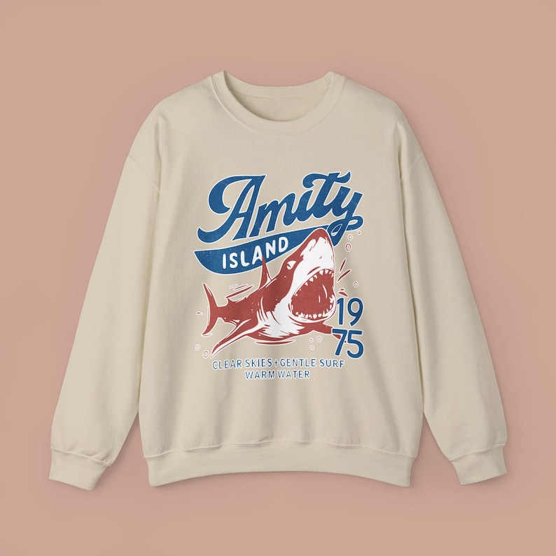 Jaws Inspired Amity Island Shark Crewneck Sweatshirt