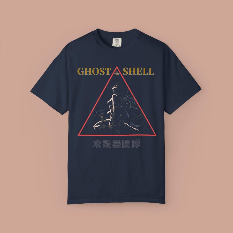 Ghost in The Shell Vintage Anime T-Shirt: Comfort Colors 90s Retro Tee Navy
