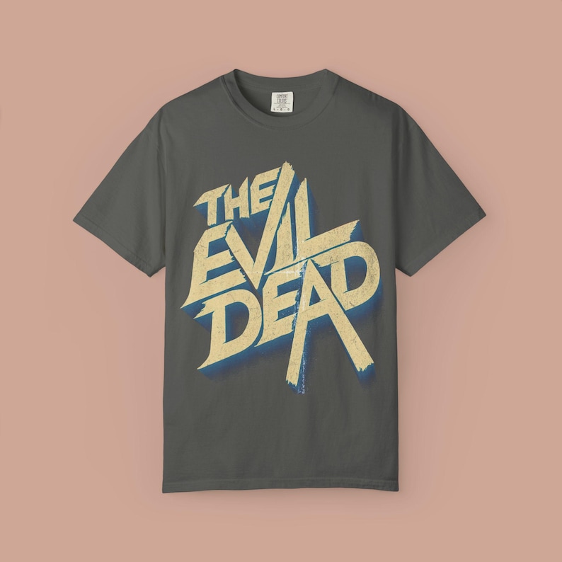 The Evil Dead Retro Graphic Tee, Horror Movie Unisex T-shirt, Halloween Gift, Vintage Horror Shirt, Comfort Colors Garment-Dyed Shirt Pepper